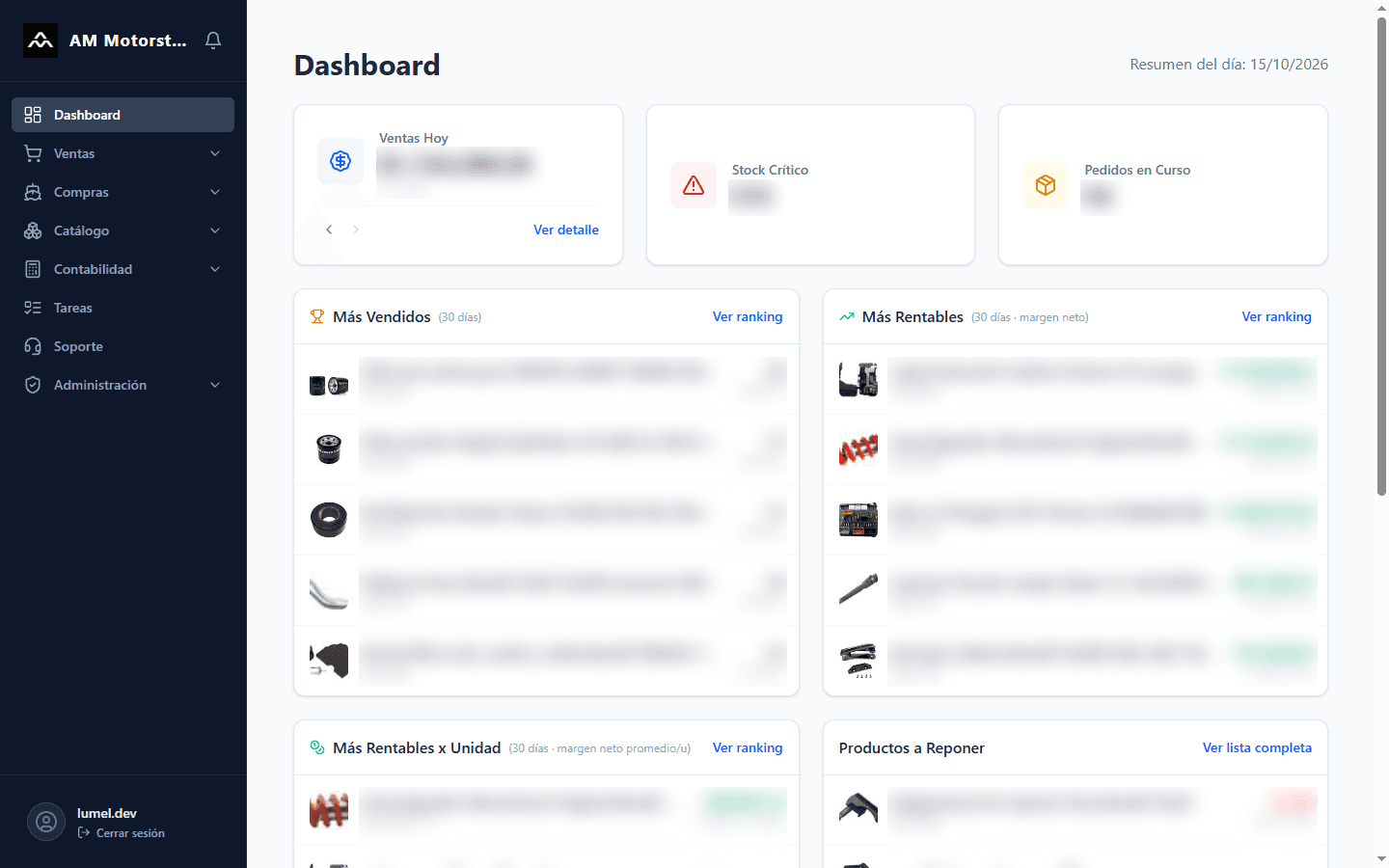 AM Motorstore - ERP System with Mercado Libre integration